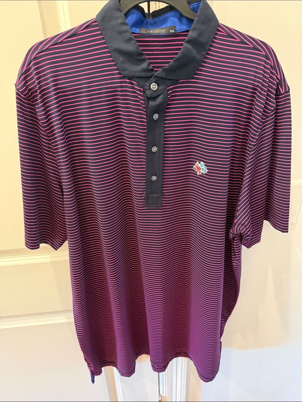 Greyson Men's Purple & Black Striped Polo